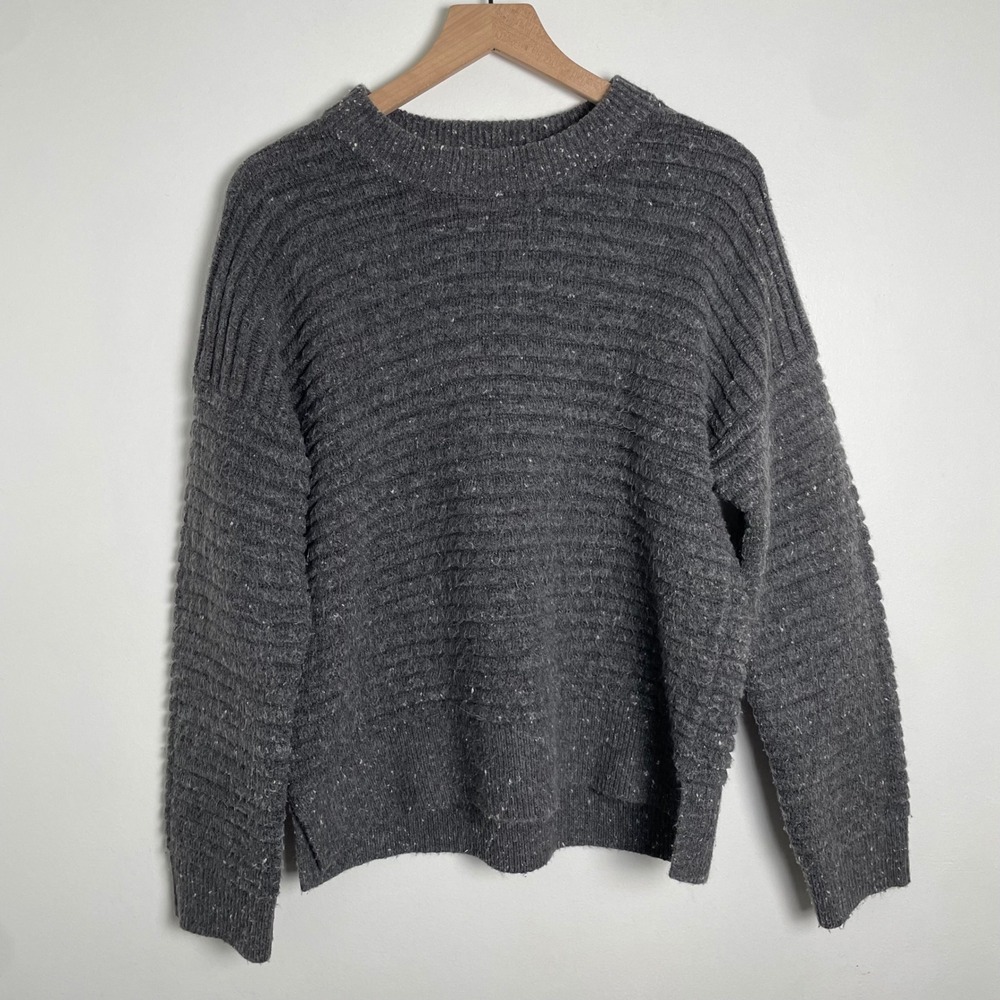 Madewell Sweater Womens Large Gray Wool Blend Chunky Speckled Knit Cozy Fall